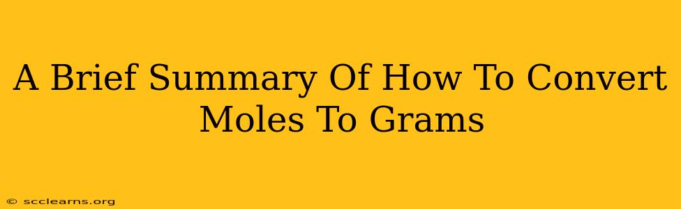 A Brief Summary Of How To Convert Moles To Grams