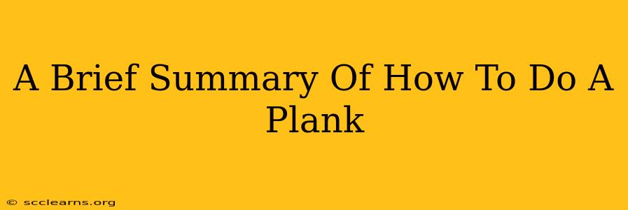 A Brief Summary Of How To Do A Plank