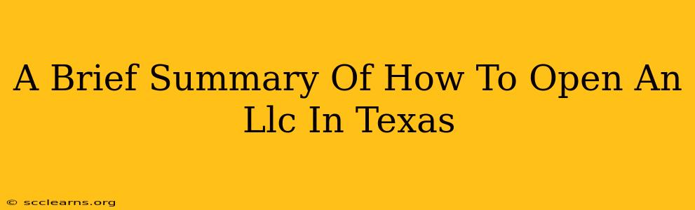 A Brief Summary Of How To Open An Llc In Texas