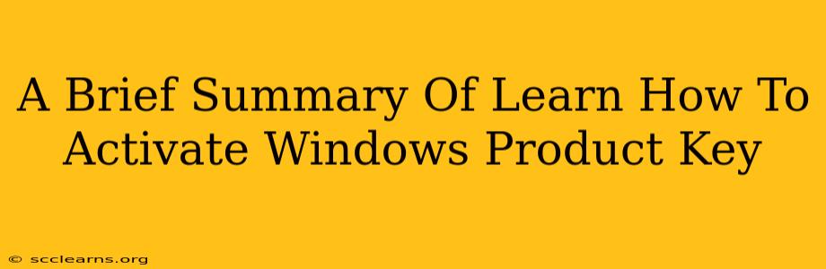 A Brief Summary Of Learn How To Activate Windows Product Key