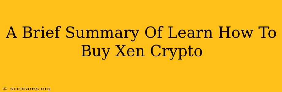 A Brief Summary Of Learn How To Buy Xen Crypto