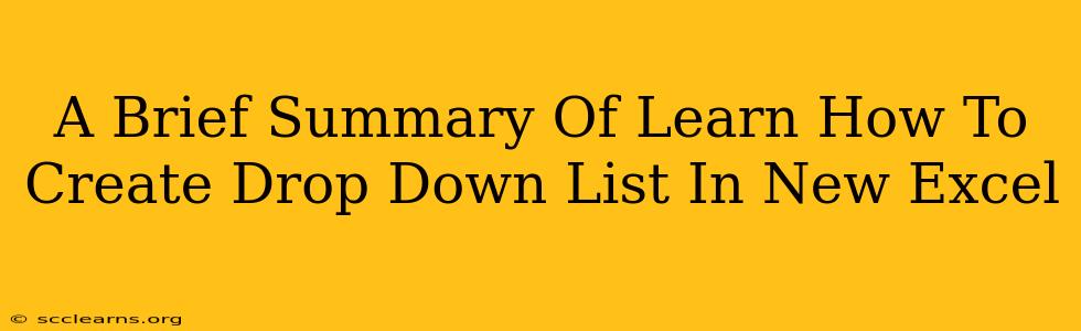 A Brief Summary Of Learn How To Create Drop Down List In New Excel