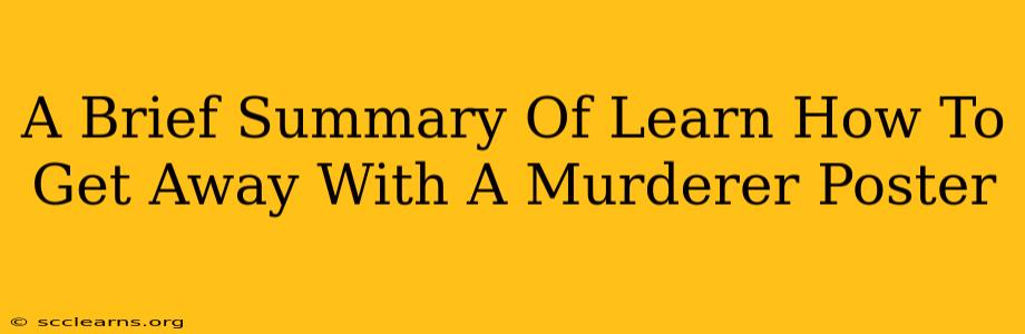 A Brief Summary Of Learn How To Get Away With A Murderer Poster