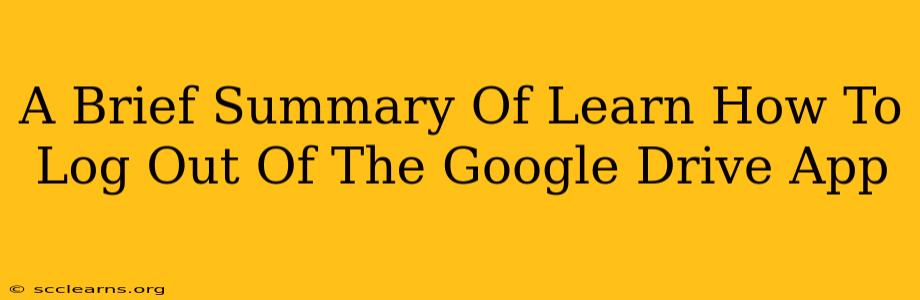 A Brief Summary Of Learn How To Log Out Of The Google Drive App