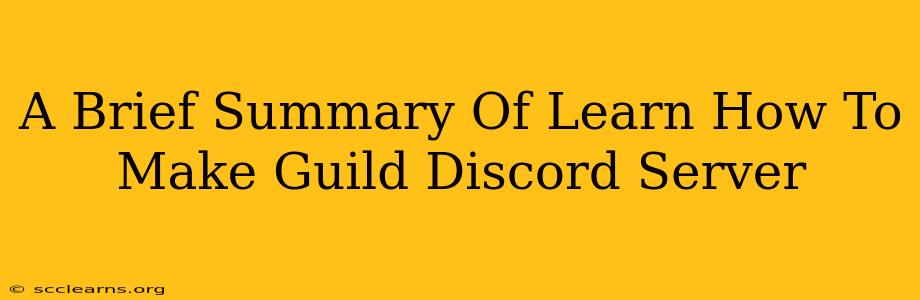 A Brief Summary Of Learn How To Make Guild Discord Server