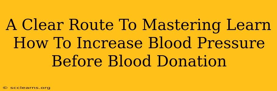 A Clear Route To Mastering Learn How To Increase Blood Pressure Before Blood Donation