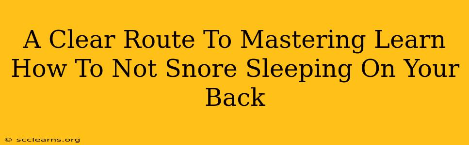 A Clear Route To Mastering Learn How To Not Snore Sleeping On Your Back