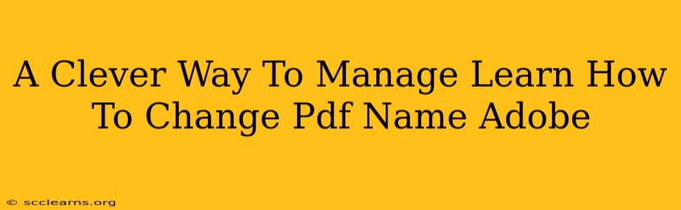 A Clever Way To Manage Learn How To Change Pdf Name Adobe