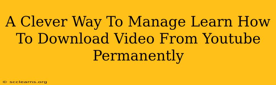 A Clever Way To Manage Learn How To Download Video From Youtube Permanently