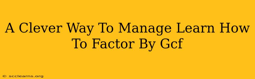 A Clever Way To Manage Learn How To Factor By Gcf