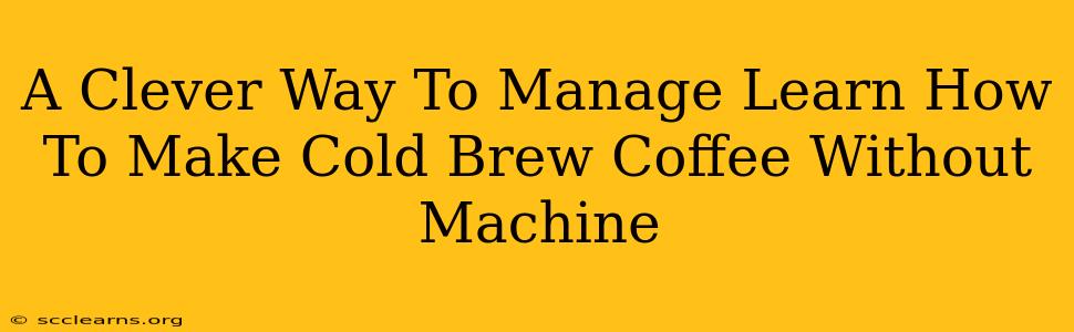 A Clever Way To Manage Learn How To Make Cold Brew Coffee Without Machine