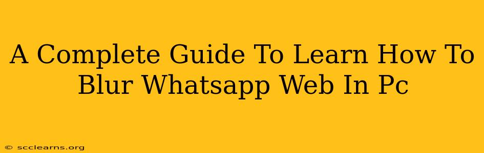 A Complete Guide To Learn How To Blur Whatsapp Web In Pc