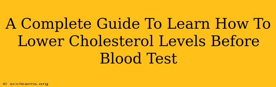 A Complete Guide To Learn How To Lower Cholesterol Levels Before Blood Test