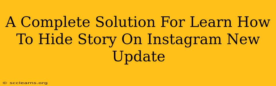 A Complete Solution For Learn How To Hide Story On Instagram New Update