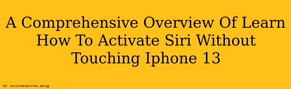 A Comprehensive Overview Of Learn How To Activate Siri Without Touching Iphone 13