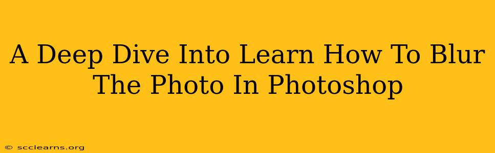 A Deep Dive Into Learn How To Blur The Photo In Photoshop