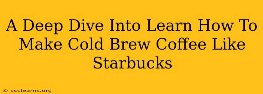 A Deep Dive Into Learn How To Make Cold Brew Coffee Like Starbucks