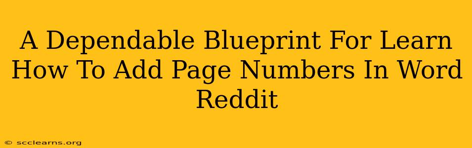 A Dependable Blueprint For Learn How To Add Page Numbers In Word Reddit