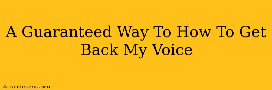 A Guaranteed Way To How To Get Back My Voice