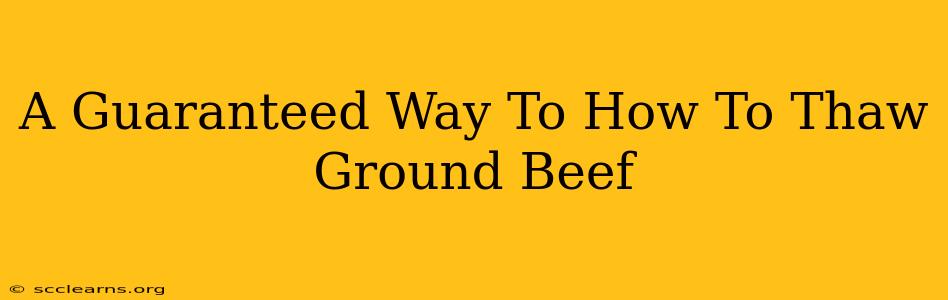 A Guaranteed Way To How To Thaw Ground Beef