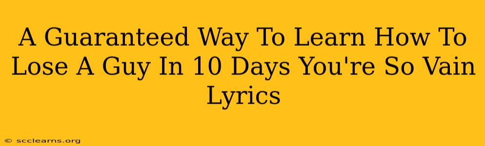 A Guaranteed Way To Learn How To Lose A Guy In 10 Days You're So Vain Lyrics