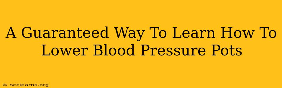 A Guaranteed Way To Learn How To Lower Blood Pressure Pots