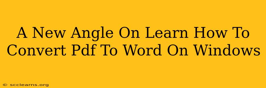 A New Angle On Learn How To Convert Pdf To Word On Windows