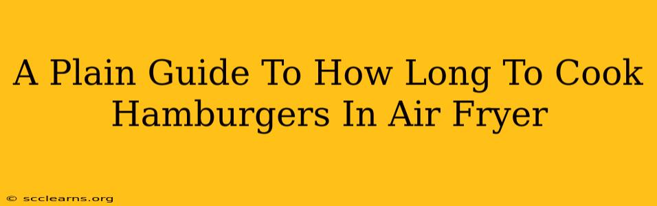 A Plain Guide To How Long To Cook Hamburgers In Air Fryer