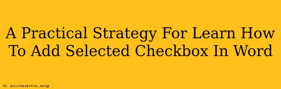 A Practical Strategy For Learn How To Add Selected Checkbox In Word