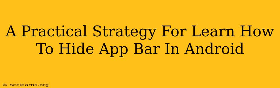 A Practical Strategy For Learn How To Hide App Bar In Android