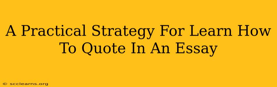 A Practical Strategy For Learn How To Quote In An Essay