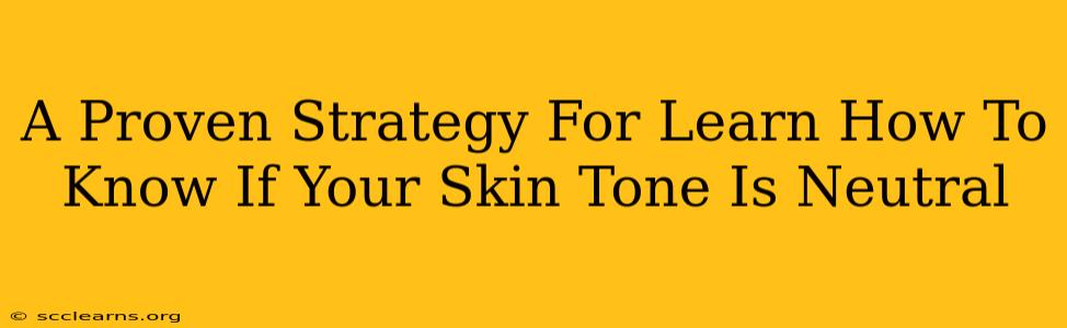 A Proven Strategy For Learn How To Know If Your Skin Tone Is Neutral