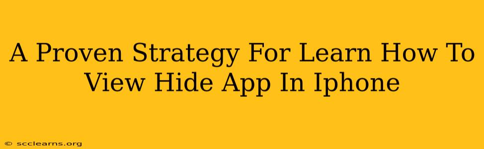 A Proven Strategy For Learn How To View Hide App In Iphone