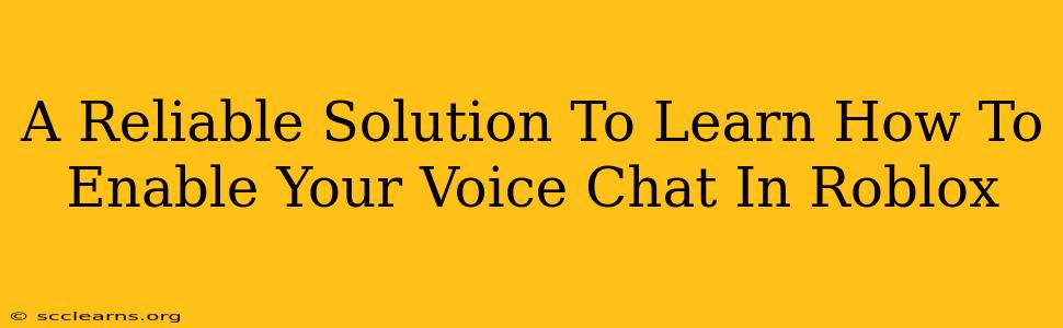 A Reliable Solution To Learn How To Enable Your Voice Chat In Roblox