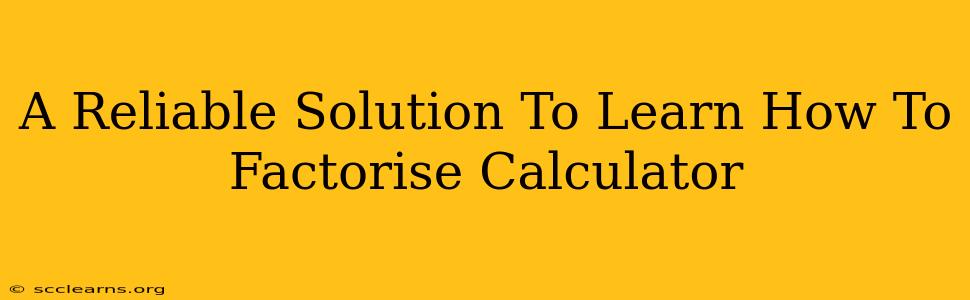 A Reliable Solution To Learn How To Factorise Calculator