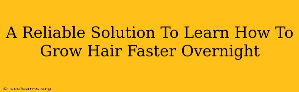 A Reliable Solution To Learn How To Grow Hair Faster Overnight