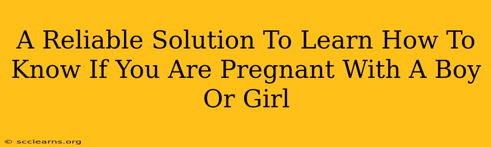 A Reliable Solution To Learn How To Know If You Are Pregnant With A Boy Or Girl