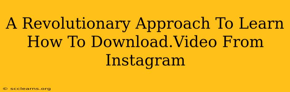 A Revolutionary Approach To Learn How To Download.Video From Instagram