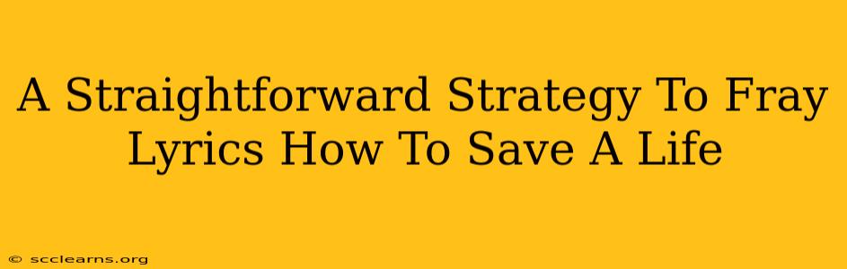 A Straightforward Strategy To Fray Lyrics How To Save A Life