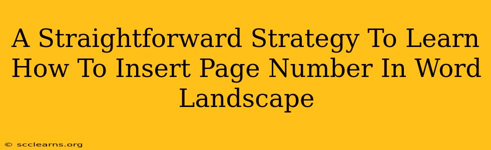 A Straightforward Strategy To Learn How To Insert Page Number In Word Landscape