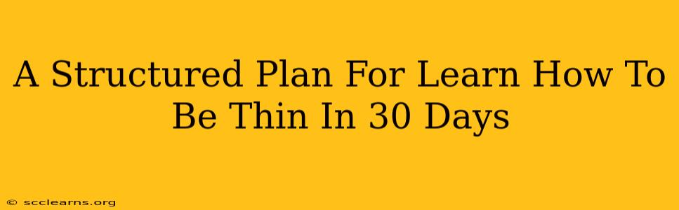 A Structured Plan For Learn How To Be Thin In 30 Days