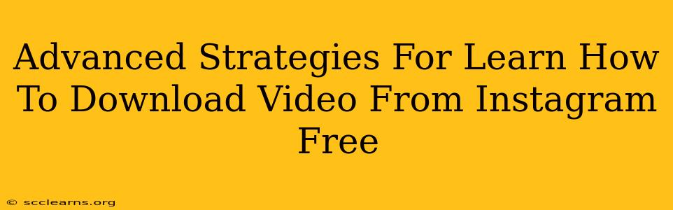 Advanced Strategies For Learn How To Download Video From Instagram Free