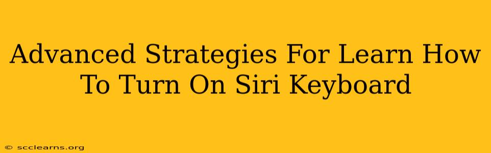 Advanced Strategies For Learn How To Turn On Siri Keyboard