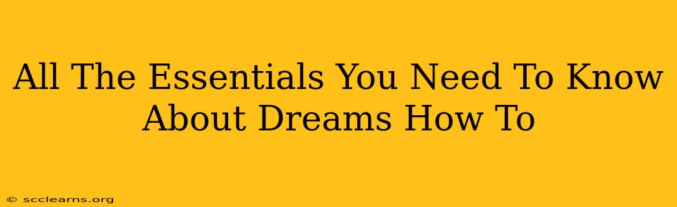 All The Essentials You Need To Know About Dreams How To