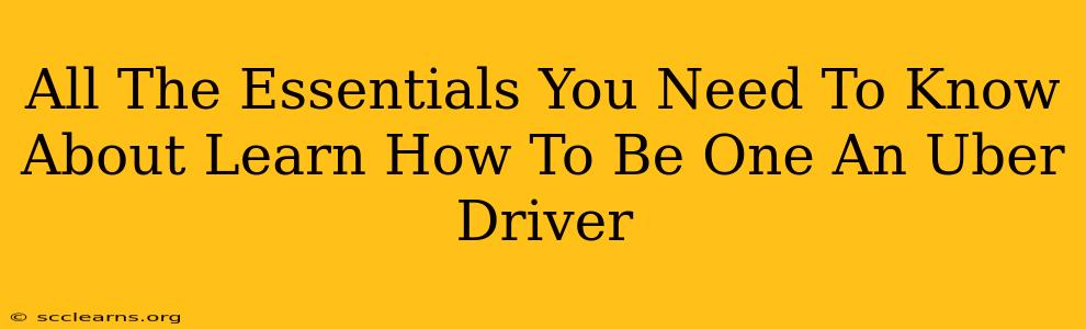 All The Essentials You Need To Know About Learn How To Be One An Uber Driver