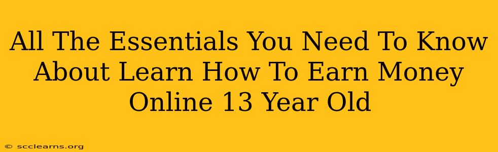 All The Essentials You Need To Know About Learn How To Earn Money Online 13 Year Old