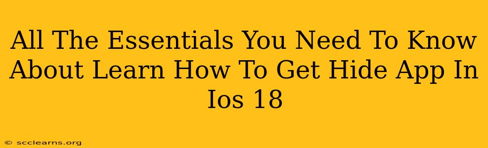 All The Essentials You Need To Know About Learn How To Get Hide App In Ios 18