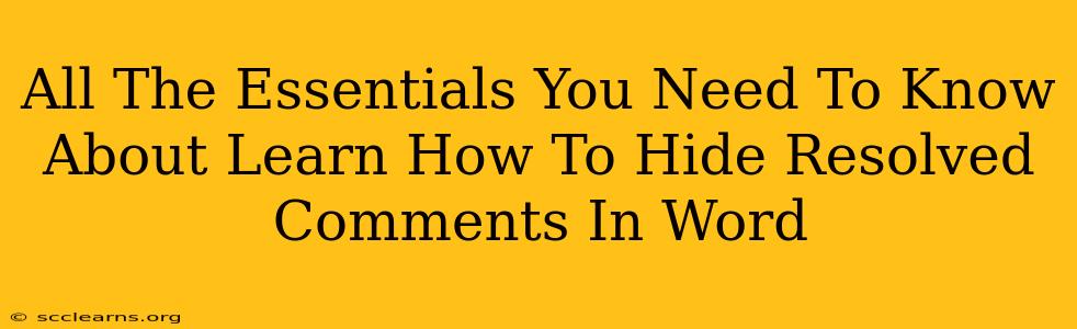 All The Essentials You Need To Know About Learn How To Hide Resolved Comments In Word