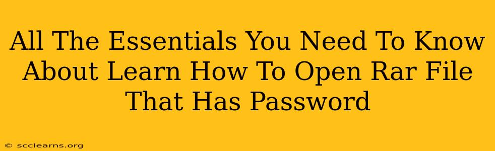 All The Essentials You Need To Know About Learn How To Open Rar File That Has Password