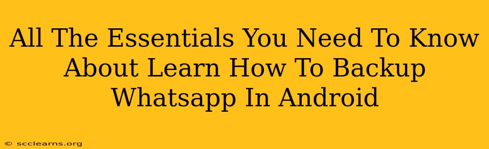 All The Essentials You Need To Know About Learn How To Backup Whatsapp In Android